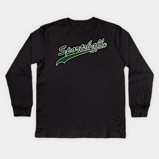 Sportsball! (Green & White) Kids Long Sleeve T-Shirt